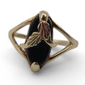 10K Solid Gold Black Hills Gold Ring, Tricolor Leaf Accent, Size 6.5