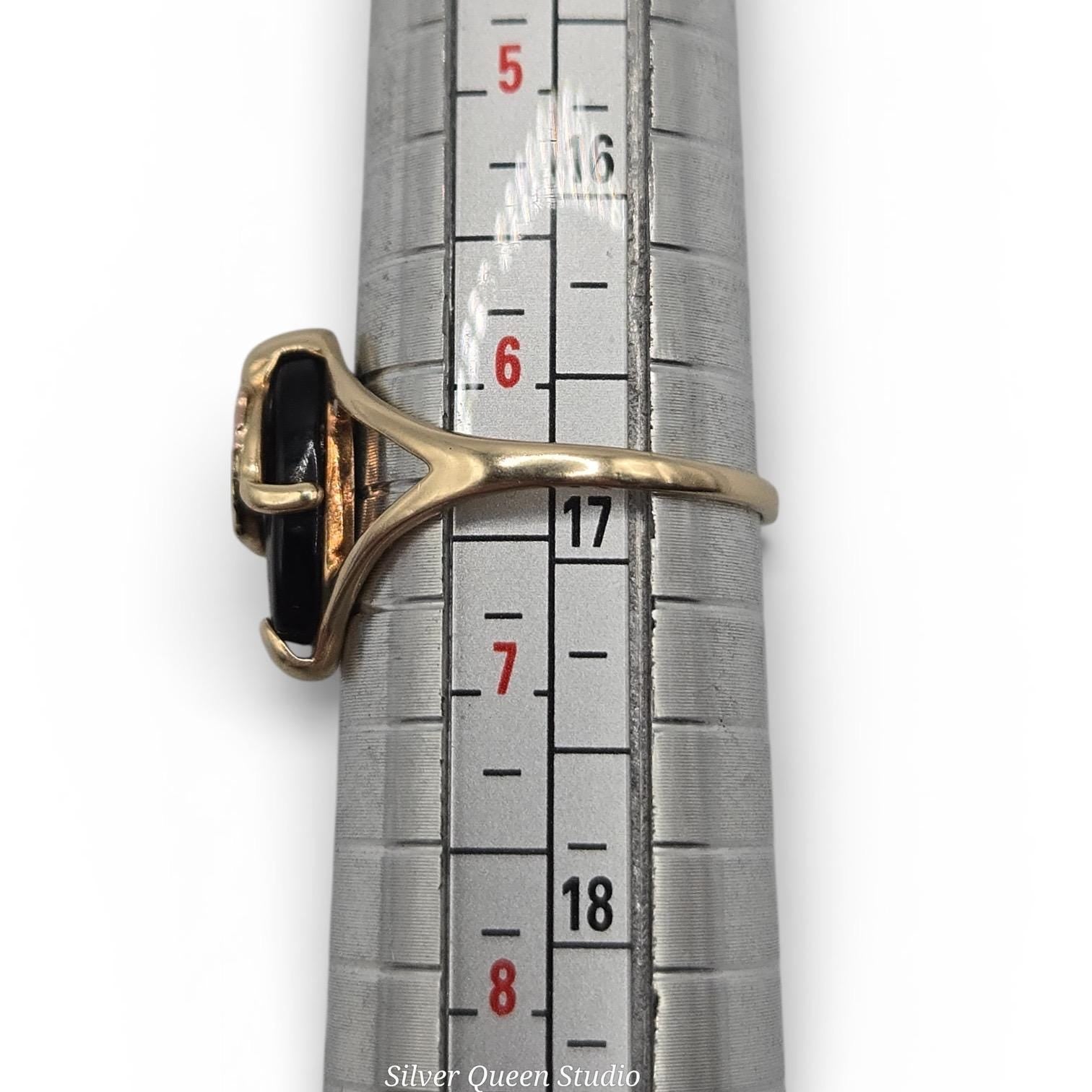 10K Solid Gold Black Hills Gold Ring, Tricolor Leaf Accent, Size 6.5