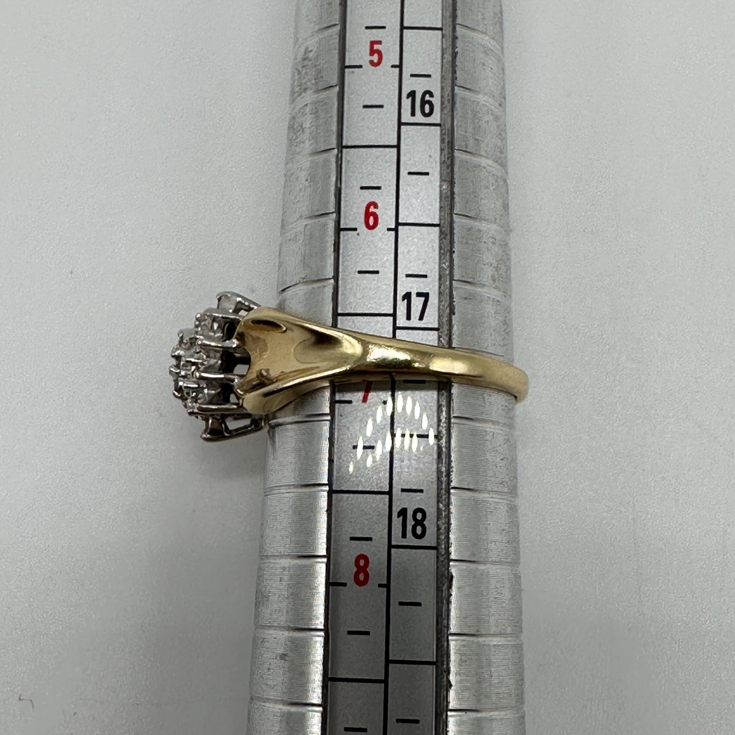 Vintage 10K Gold Diamond Cluster Ring Size 6.75